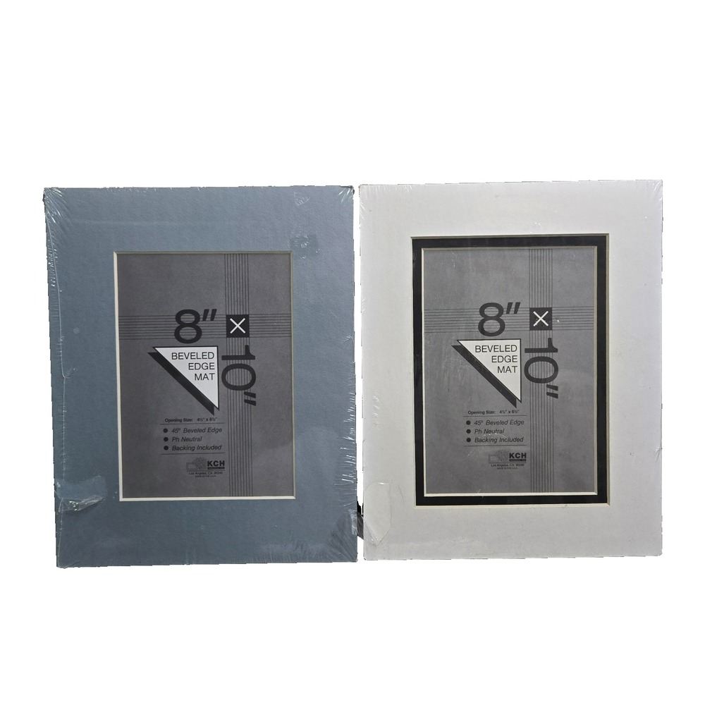 KCH 8x10 Beveled Edge Picture Frame Photo Mat Set Lot of 2 Slate Blue & White